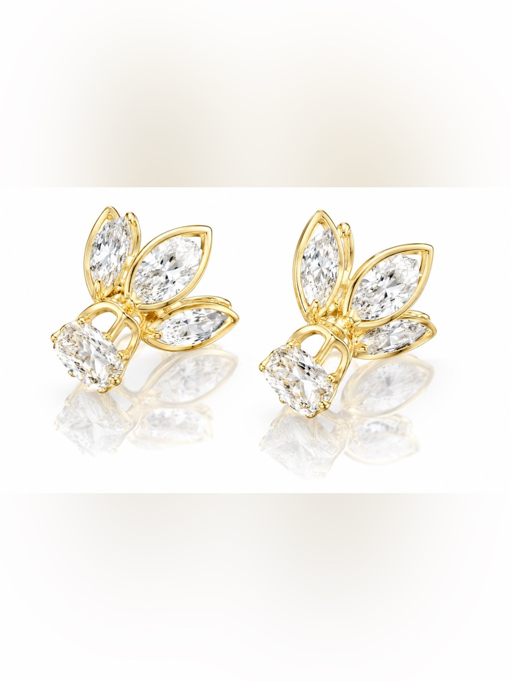 Zara Gold Leaf Crystal Stud Earrings